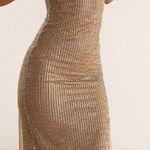 House Of CB NWOT  'Alondra' Cafe Au Lait Beaded Maxi Dress sz L Photo 0