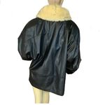 VINTAGE 1980'S GREG BELL BLACK LEATHER WITH FOX FUR COLLAR COAT (L) Size L Photo 2