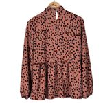 White Birch Top Womens S Pink Tiered Ruffle Long Sleeve Animal Print Boho Indie Photo 3