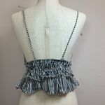 Sim & Sam Sim‎ & Sam Crop Top Womens L Black White Striped Sleeveless Ruched V neck Photo 2