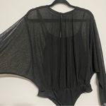 Mustard Seed Sheer Black on Black Doleman Sleeve Goth Bodysuit Medium Photo 1