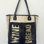 Rebecca Minkoff ✨Collectible Rare✨ Bread Wine Market Tote Bag Navy Leather Canvas Photo 0