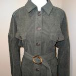 Unbranded Army Green Wide Wale Corduroy Belted Long Sleeve Shirt Dress SIze XL Photo 1