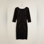 Calvin Klein black crew neck 3/4 sleeve bodycon laser-cut overlay Photo 2