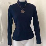 st. john's bay 2000s St John’s Bay navy blue mock turtle Neck Sweater Sweatshirt Long Sleeve Photo 0