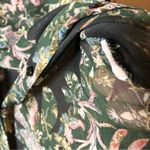 ZARA Premium Denim Floral Button Front Long Blouse Black Small Photo 5