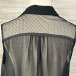 Mystree  Sheer Sleeveless Button Down Blouse Black-Small Photo 2