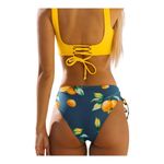 Cupshe NEW SWIMSUIT Women SM Lemon Wrap Bikini Top & Side-Tie Ruched Bottoms NWT Photo 8