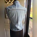 Vintage 90s Chazz zip front denim jean moto vest, size medium Blue Photo 6