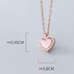 Heart necklace rose gold mini pendant charm rhinestone chain womens jewelry Photo 3