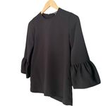 Madewell  Blouse Bell Sleeve Size XXS Black Dressy Preppy Work Top Office Shirt Photo 2