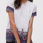 LOFT Fan Floral Light Pink Crewneck Blouse Short Sleeve Lightweight Top Sz S Photo 0