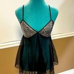 Vintage Escante Black Sheer Babydoll Lingerie with Silver Sequin Cups Photo 0