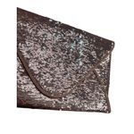 BCBGMAXAZRIA  Rose Gold Silver Reversible Sequin Clutch Handbag Photo 10