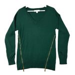 Michael Kors Women's Sweater Gold Zipper Emerald Green Modern Holiday Chic Sz S Photo 0