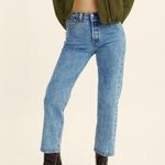 Levi's Wedgie Straight Stretch Denim Jeans 32 x 28 High Rise Cropped Distressed Photo 5