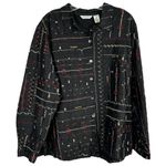 Laura Ashley  Size Large Top Beaded Silk Black Embroidered Button Up Blouse 1488‎ Photo 0