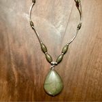 Paparazzi  Explore The Elements Olive Green Stone Necklace Set Photo 3