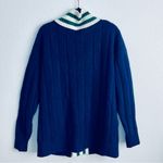 PINK - Victoria's Secret PINK Varsity Sweater Plaid P & green and cream accents Navy Women's Cardigan Photo 2