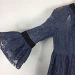 Free People NWT  Gilded Lace Victorian Dusty Blue Bow Tunic Mini Dress Small Photo 8