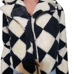 Women's long sleeve square print open front fur crop coat S,M,L Multiple Size L Photo 5