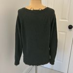 Minnie Rose  Distressed Cashmere V Neck Sweater Green Photo 2