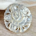 Vintage Mother of Pearl Floral Carved Brooch Pin White Photo 1