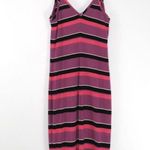 EXPRESS Y2k Pink & Purple Striped Ribbed Knit Cami Dress Retro Casual Midi Small Photo 3
