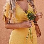 Lulus Yellow Wrap Dress Photo 0