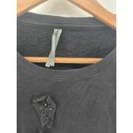 Anthropologie Black Crew Neck Long Sleeve Crop Sweatshirt Floral Applique Small Photo 3