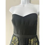 BCBGMAXAZRIA  Tia Embroidered Strapless Mini Dress Black Yellow Floral Lace 8P Photo 3
