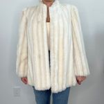 Intrigue 80s De Ball Luxury Fabric Cream Faux Fur Coat Sz 10 Vintage Union Made Photo 1