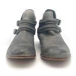 Free People  Braeburn Distressed Gray Leather Ankle Boots 37 Double Buckle Strap Photo 6