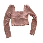 Wild Fable Womens Crop Top Small Sweetheart Neck Long Lace Sleeves Y2K Sexy Soft Photo 4