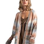 Weekend LA Women's Size M Niko Cardigan Sweater Autumn Stripe Oversized Fall NWT Brown Size M Photo 0