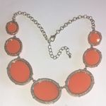 Silver Tone & Peach Chunky Retro Boho Statement Necklace Photo 5
