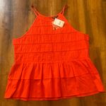 Versona  NWT top Medium Red Halter top keyhole back ruffle bottom Smocking Summer Photo 0