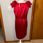 Ann Taylor  Red Dress Floral Sleeveless‎ Silk Wool Blend Party Holiday Size 8 Photo 3