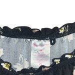 No Boundaries  Black Floral Top Scooped Ruffled Juniors 7/9 Long Sleeve Simple Photo 2