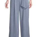 Worthington Women’s Wide Leg Blue Pants Size 12 Tie Belt Retro Photo 0