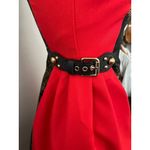 Womens Red Holiday fit flare Dress XS gold shimmy belted holiday edgy punk New Photo 4