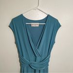 Evan Picone Cap Sleeve Surplice Neck Dress Teal Blue Green Photo 1
