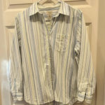 Vintage LL Bean‎ Blue Green Cotton Striped Shirt Women’s size Medium Hong Kong Photo 0