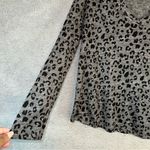 Rails  Top Women's Small Gray Sami Charcoal Leopard Linen Blend‎ Knit Blouse Photo 5