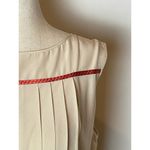 Max Mara Falesia Cream And Red Trim Silk Pleated Hi Lo Hem Tunic Blouse Size 6 Photo 5