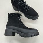 Merry Scott Black Lugg Sole Combat Lace Up Boots Fabric Womens 9 Photo 0