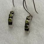 Vintage Peridot sterling dangle hoop earrings. Silver Photo 2