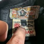 Vtg 1980s Bis by Gene Ewing Black Cotton Poplin Eyelet Sleeve Snap Up Top 1 1X Photo 3