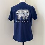 Ivory Ella  T-Shirt Womens M Short Sleeve Crew Neck Pocket Graphic Blue Cotton Photo 1