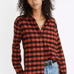 Madewell  Flannel Orange Oversized Ex Boyfriend Shirt In Buffalo Check Small Photo 12